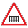 Дорожный знак 1.1 «Железнодорожный переезд со шлагбаумом» (металл 0,8 мм, I типоразмер: сторона 700 мм, С/О пленка: тип А коммерческая)